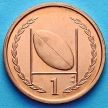 Монета Остров Мэн 1 пенни 1997 год. Мяч для регби.