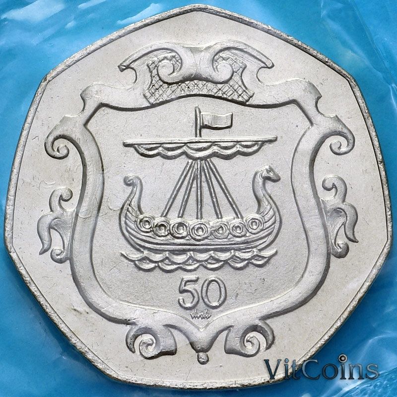 Монета Остров Мэн 50 пенсов 1984 год. 500 лет Геральдической палате. АА