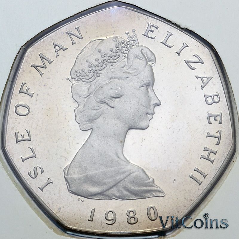 Монета Остров Мэн 50 пенсов 1980 год. Пруф