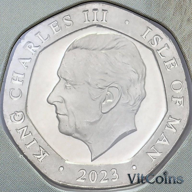 Монета Остров Мэн 20 пенсов 2023 год. Заяц-беляк. BU