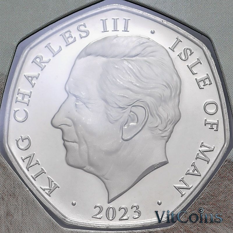 Монета Остров Мэн 50 пенсов 2023 год. Сокол. BU