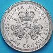 Монета Остров Мэн 1 крона 1977 год.  25 лет правления Королевы Елизаветы II. 