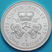 Монета Остров Мэн 1 крона 1977 год.  25 лет правления Королевы Елизаветы II. Серебро
