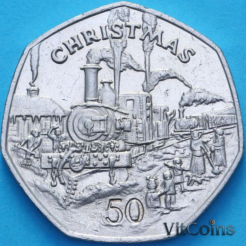 Монета Остров Мэн 50 пенсов 1984 год. Рождество. АА