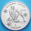 Монета Острова Мэн 1 крона 2013 год. Сочи, керлинг.