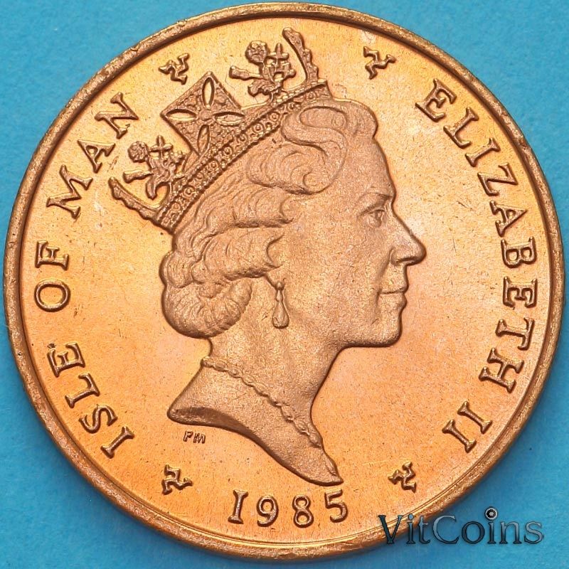 Монета Остров Мэн 1 пенни 1985 год. АА