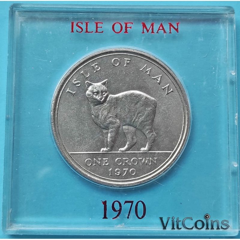 Монета Остров Мэн 1 крона 1970 год. Мэнская кошка