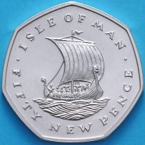 Остров Мэн 50 новых пенсов 1975 год. Серебро.