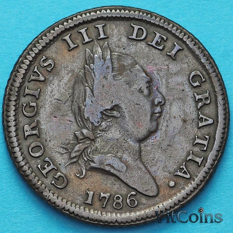 Монета Остров Мэн 1/2 пенни 1786 год. №1