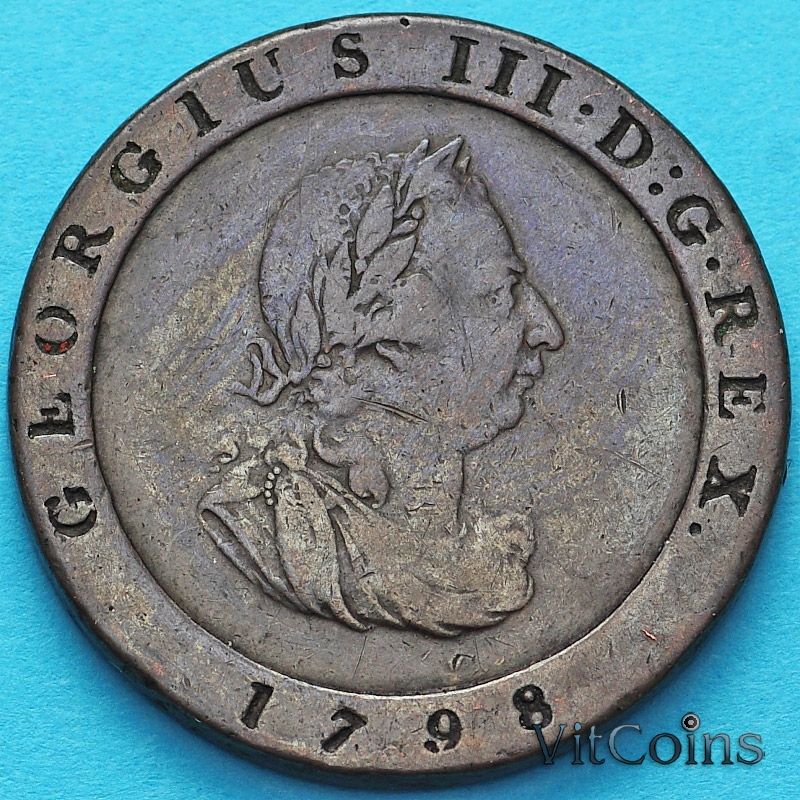 Монета Остров Мэн 1/2 пенни 1798 год. №1