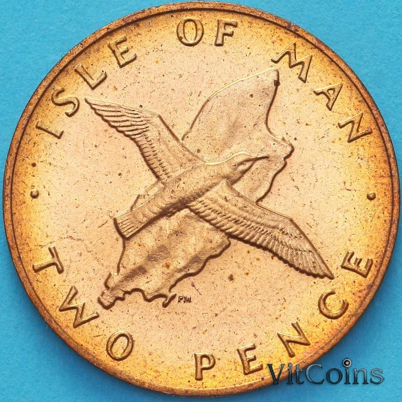 Монета Остров Мэн 2 пенса 1977 год. Малый буревестник.