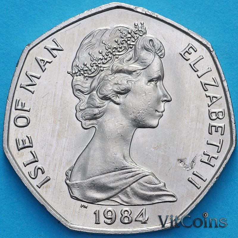 Монета Остров Мэн 50 пенсов 1984 год. Рождество. АС
