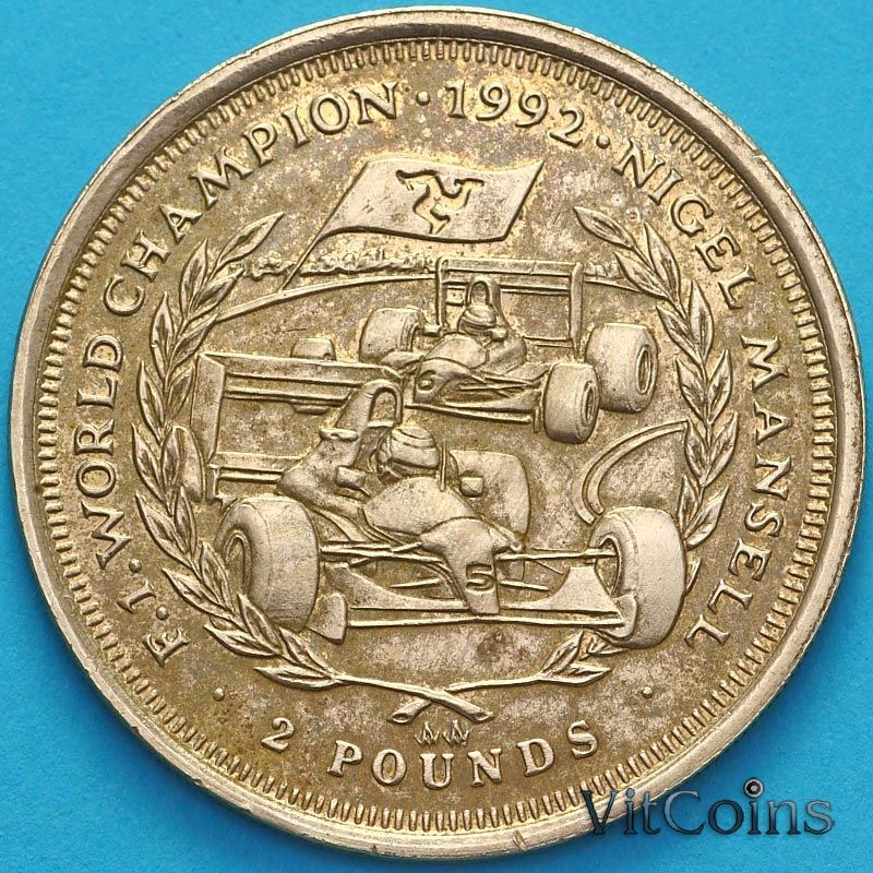 Монета Остров Мэн 2 фунта 1993 год. Найджел Мэнселл
