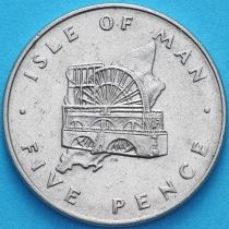 Остров Мэн 5 пенсов 1976 год. Отметка монетного двора на обеих сторонах монеты