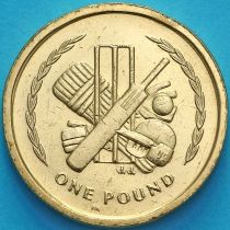 Остров Мэн 1 фунт 1998 год. Крикет. Отметка на аверсе "Трискелион"