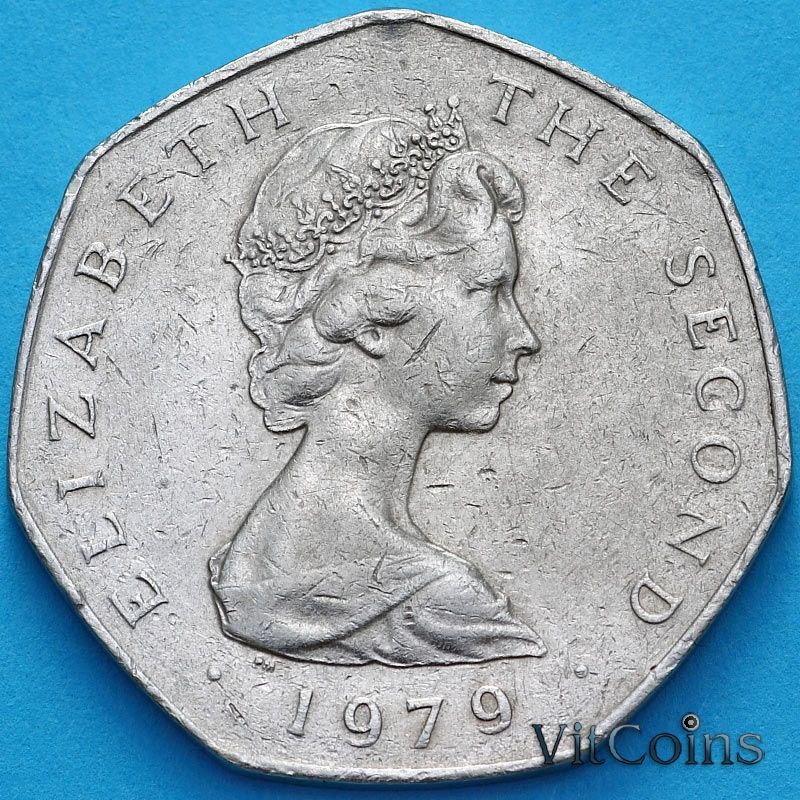 Монета Остров Мэн 50 пенсов 1979 год. АВ Монета Остров Мэн 50 пенсов 1979 год. АВ