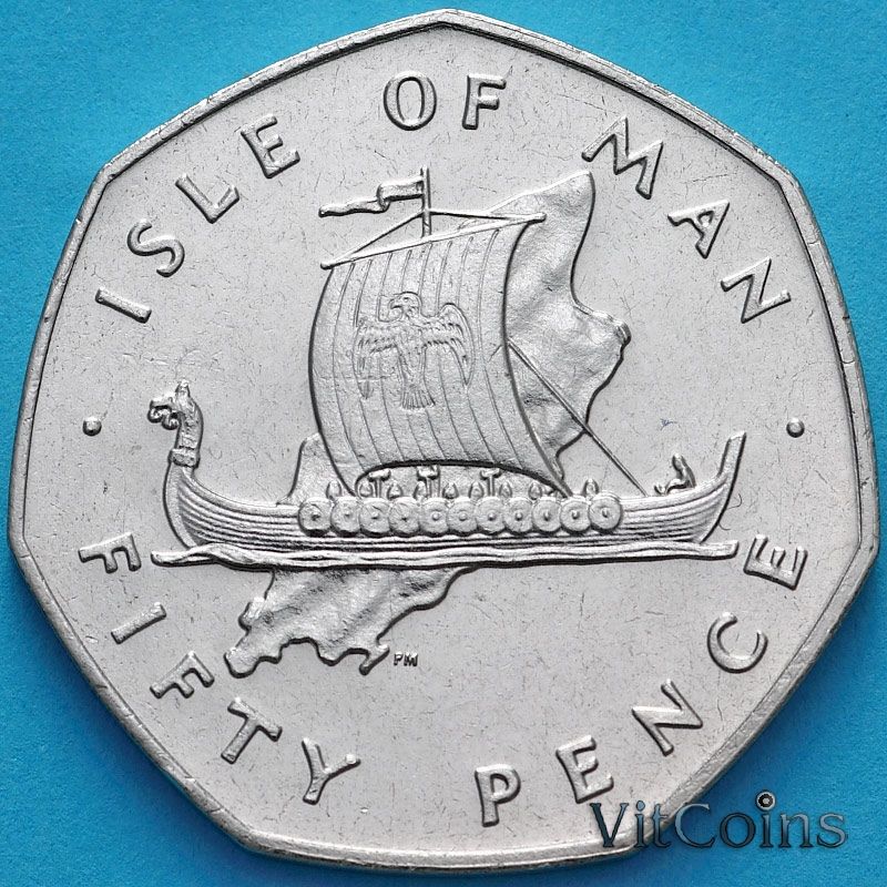 Монета Остров Мэн 50 пенсов 1977 год. 