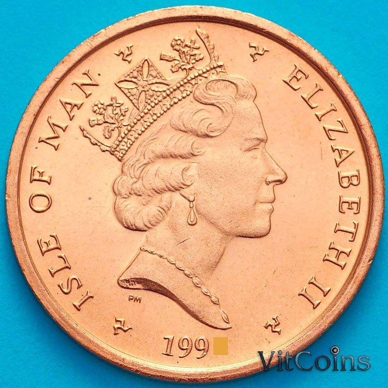 Монета Остров Мэн 1 пенни 1993 год. Токарный станок. АА