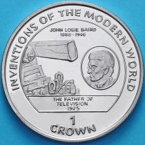 Остров Мэн 1 крона 1995 год. Джон Лоуги Бэрд, создание первой механической телевизионной системы