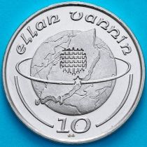 Остров Мэн 10 пенсов 1989 год. Исландия на глобусе. АА