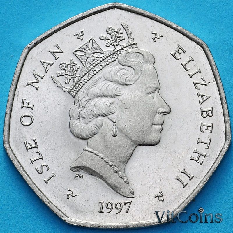 Монета Остров Мэн 50 пенсов 1997 год. Мотогонки "Tourist Trophy". Монета Остров Мэн 50 пенсов 1997 год. Мотогонки "Tourist Trophy".