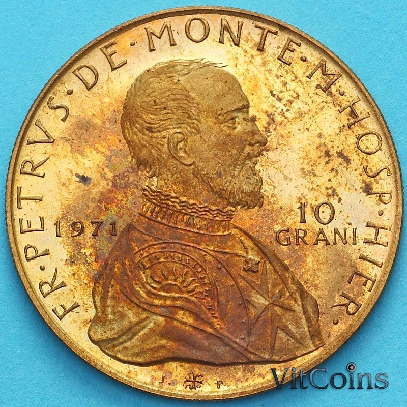 Монета Мальтийский орден 10 грани 1971 год. Битва при Лепанто. №2