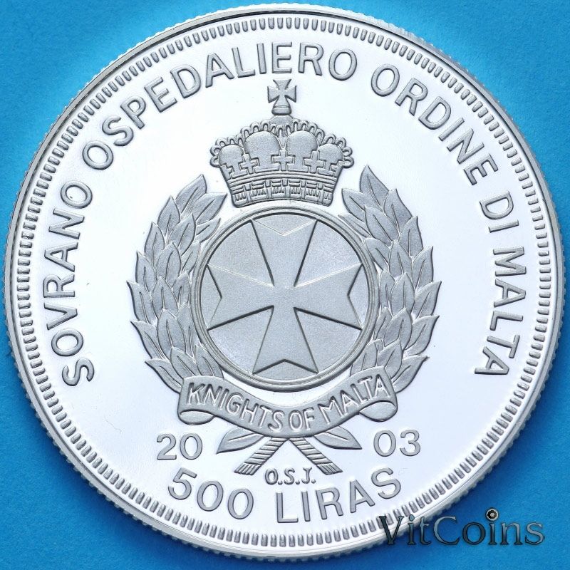 Монета Мальтийский орден 500 лир 2003 год. Новая валюта Мальты