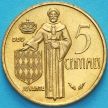 Монета Монако 5 сантим 1977 год.