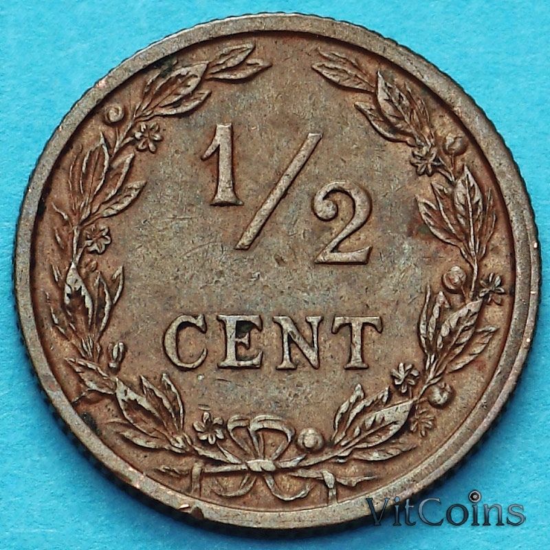 Монета Нидерланды 1/2 цента 1906 год.