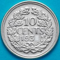 Нидерланды 10 центов 1930 год. Серебро.