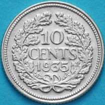 Нидерланды 10 центов 1935 год. Серебро.