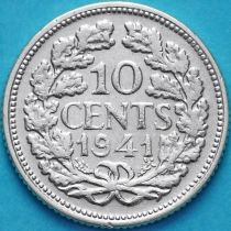 Нидерланды 10 центов 1941 год. Серебро.