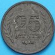 Монета Нидерланды 25 центов 1942 год.