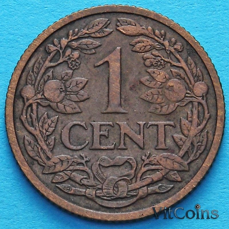 Монета Нидерландов 1 цент 1913 год.