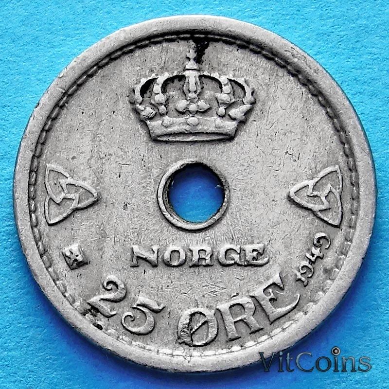 Монета Норвегия 25 эре 1949 год.