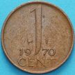 Монета Нидерланды 1 цент 1969-1970 год. Петушок