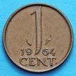 Монета Нидерланды 1 цент 1954-1970 год. Рыбка