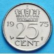 Монета Нидерландов 25 центов 1973-1980 год. Петух.