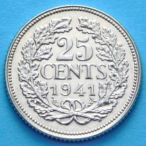 Нидерланды 25 центов 1941 год. Серебро