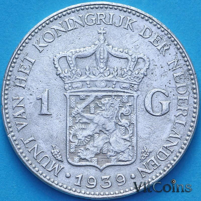 Монета Нидерланды 1 гульден 1939 год. №2