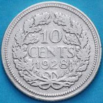 Нидерланды 10 центов 1928 год. Серебро.
