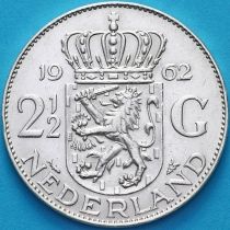 Нидерланды 2 1/2 гульдена 1962 год. Серебро. №1