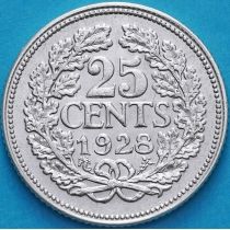 Нидерланды 25 центов 1928 год. Серебро
