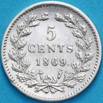 Нидерланды 5 центов 1869 год. Серебро.