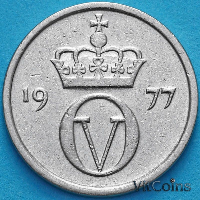 Монета Норвегия 10 эре 1977 год.