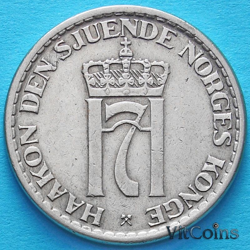 Монета Норвегия 1 крона 1955 год.