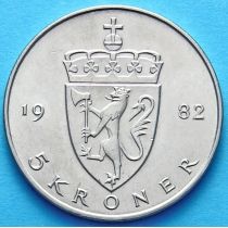 Норвегия 5 крон 1982 год.