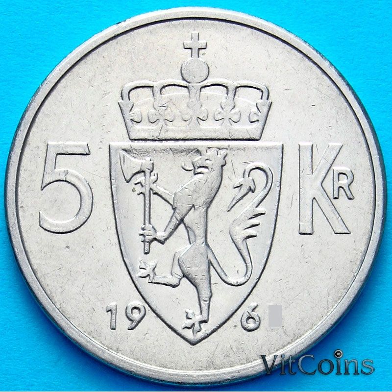 Монета Норвегия 5 крон 1964 год