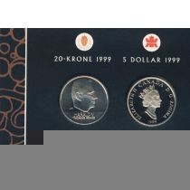 Норвегия 20 крон, Канада 5 долларов 1999 год. Набор монет. Пруф. №2