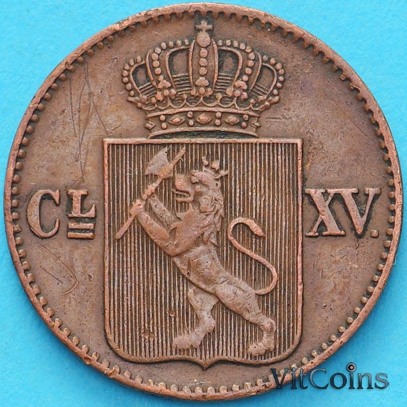 Монета Норвегия 1/2 скиллинга 1867 год.